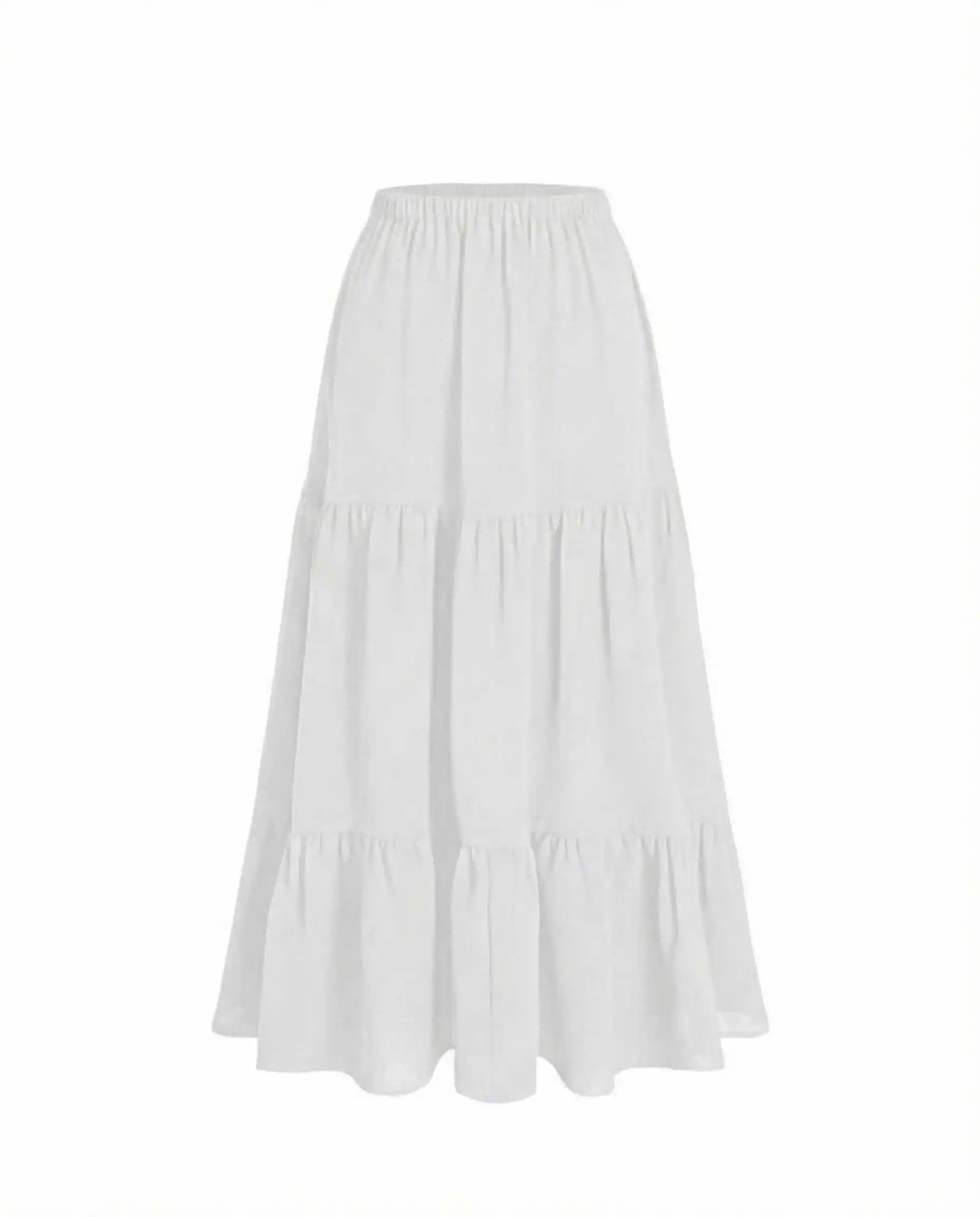 White 2 tier cotton maxi skirt